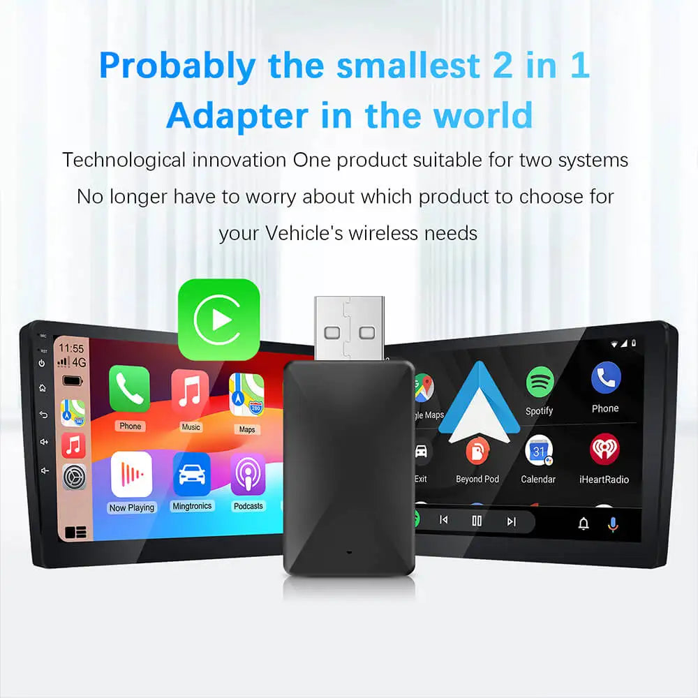 2in1 CarPlay Android Auto Adapter USB Plug & Play