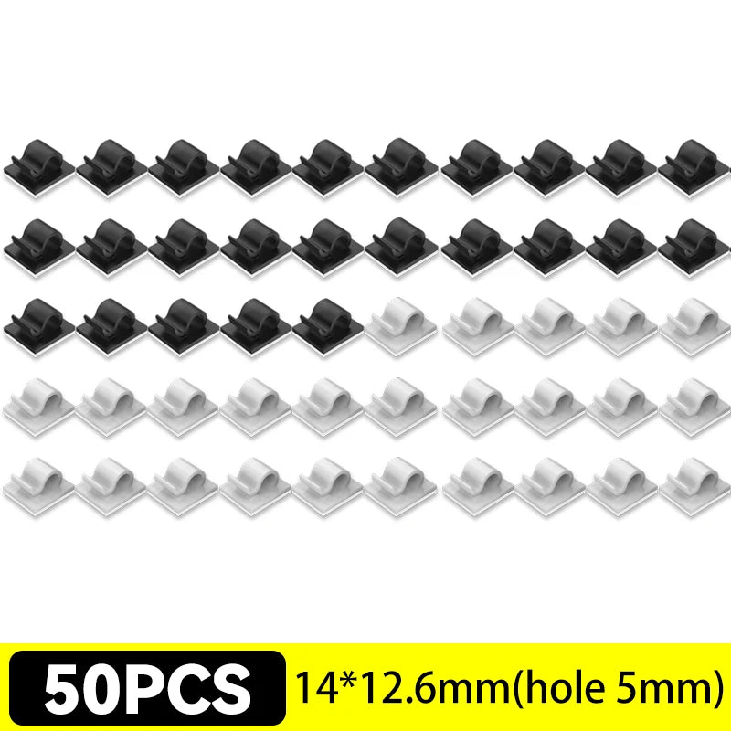 Selbstklebende Kabelklemmen 5–50 Stück für Ordnung