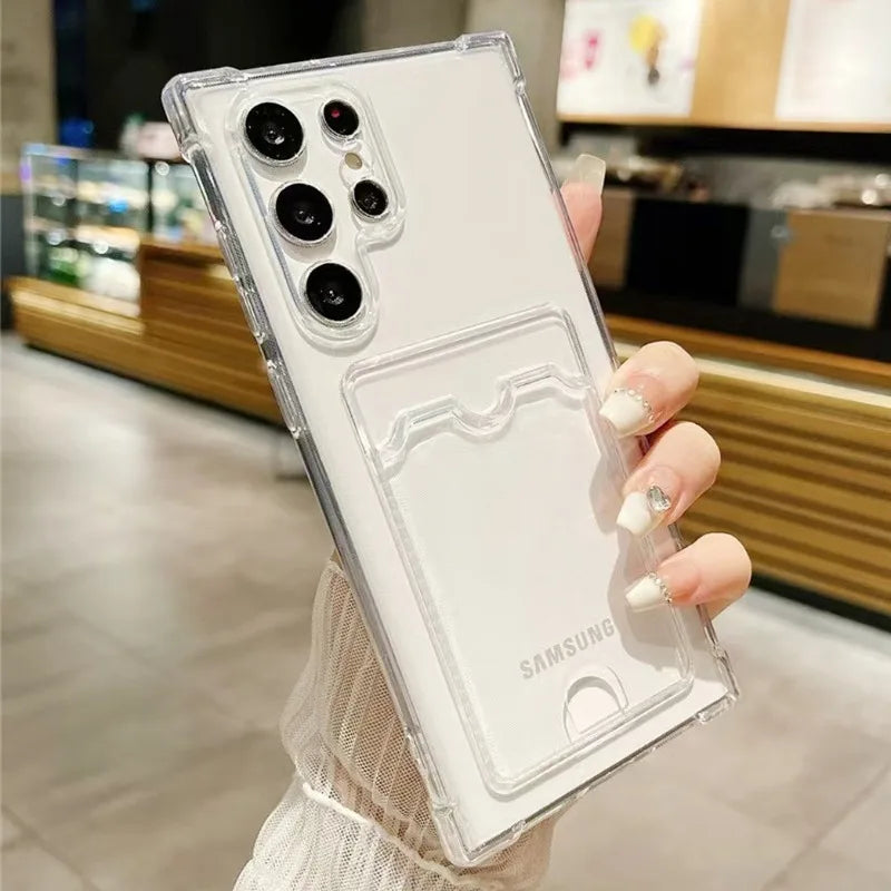 Luxus Soft Card Holder Hülle für Samsung Galaxy S25