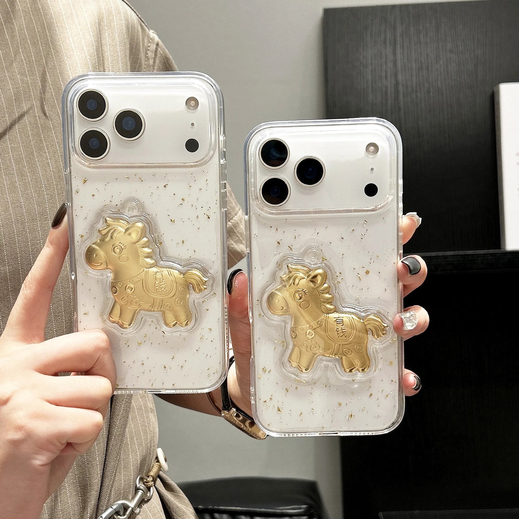 3D Goldfolie Cartoon Glitzer Hülle für iPhone 17 Pro Max