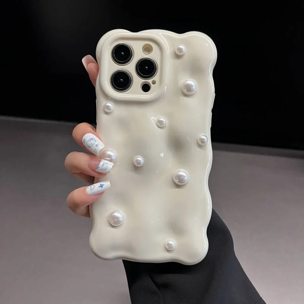 Weiße Perlenhülle für iPhone 17 Pro Max