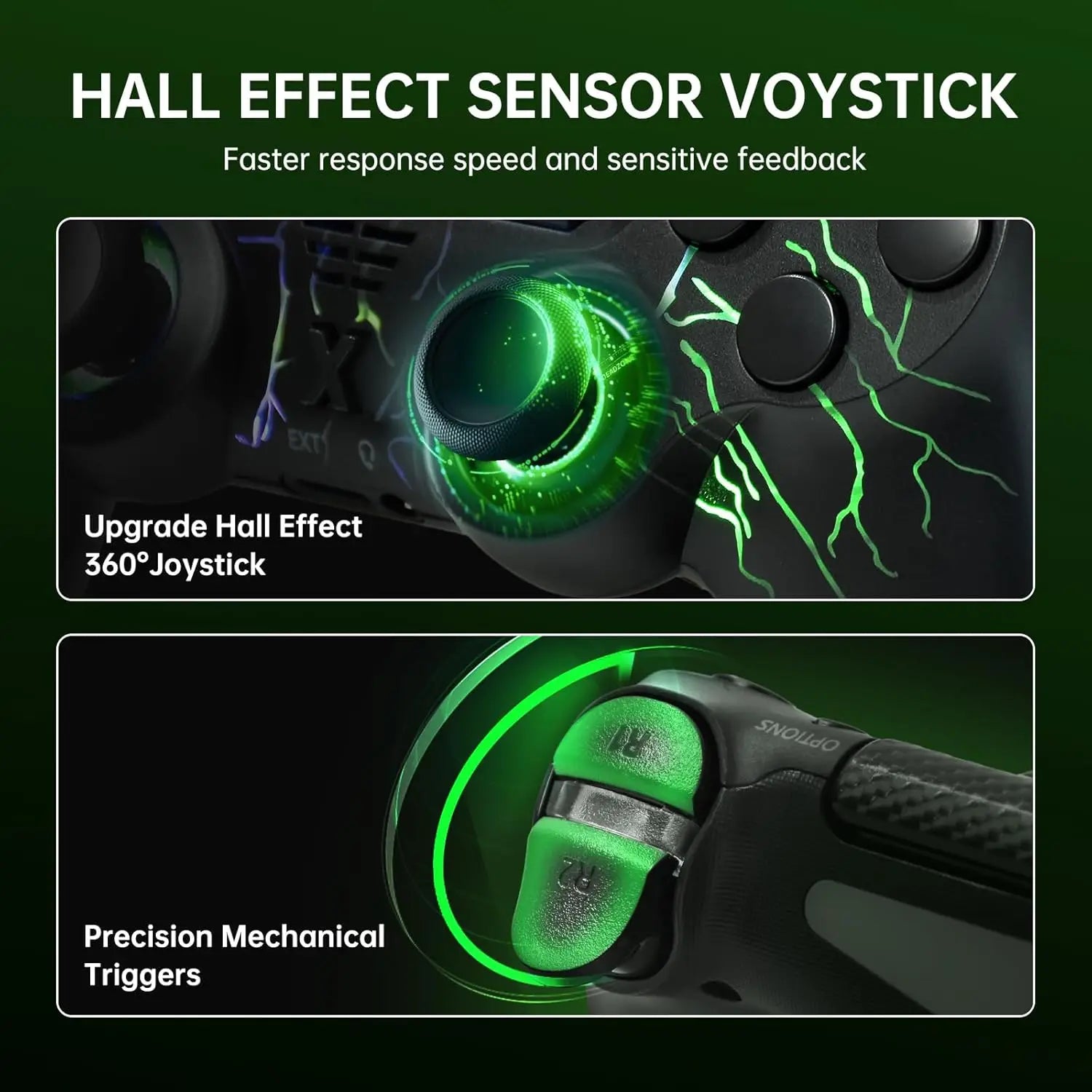 RGB Wireless Controller for PS4 &amp; PC with Hall Joystick