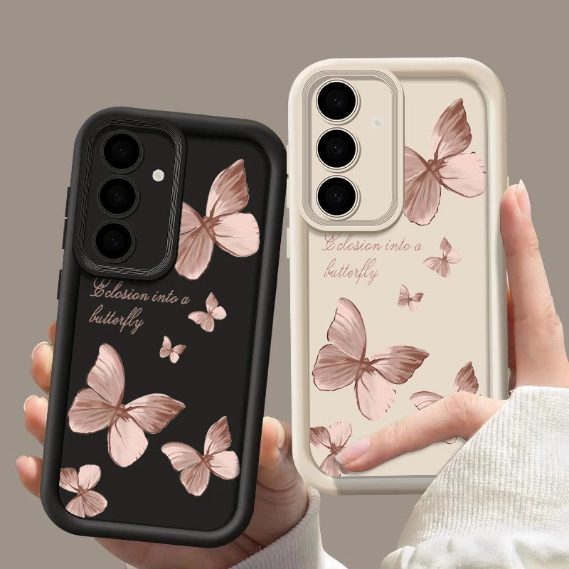 Für Samsung TPU Hülle Gold Schmetterling