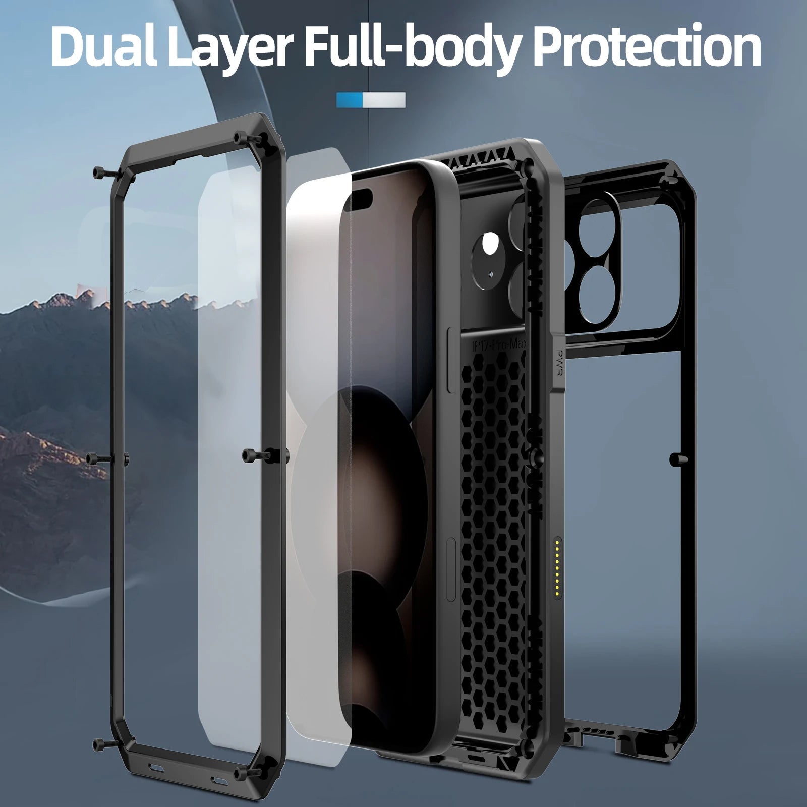 Robuste Metall-Schutzhülle für iPhone 17 Pro Max