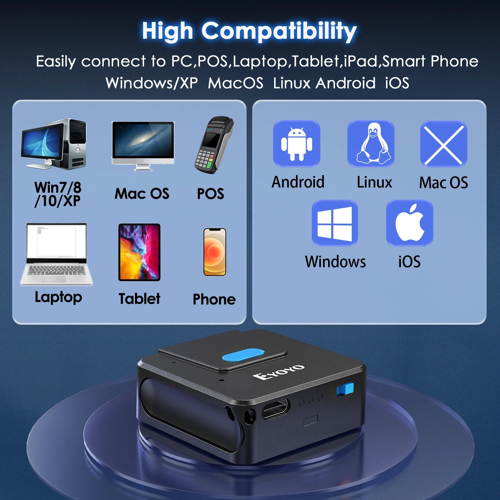 Tragbarer 2D Bluetooth Scanner für Links- und Rechtshänder